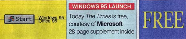 The Times newspaper free for Windows 95 launch